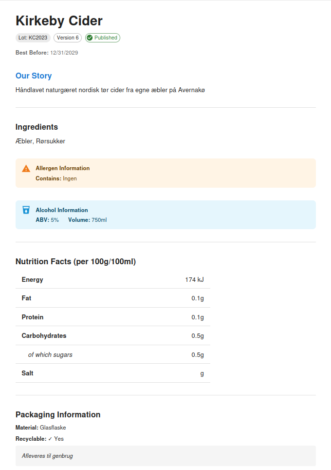 Organic certification on digital label